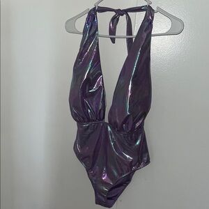 Shimmering Purple Halter Swimsuit
